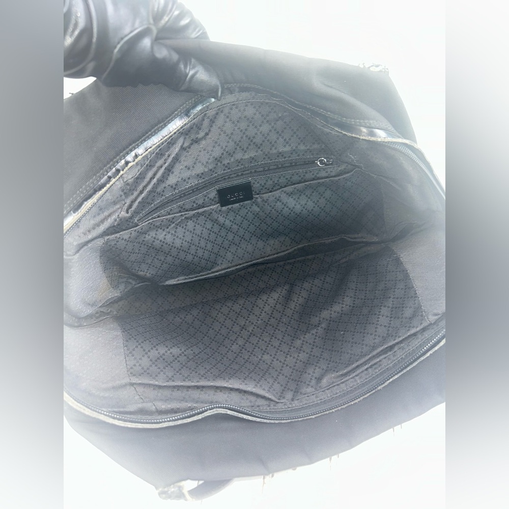 Gucci Vintage Black Nylon Tote Bag with Leather Trim - Picture 5 of 9